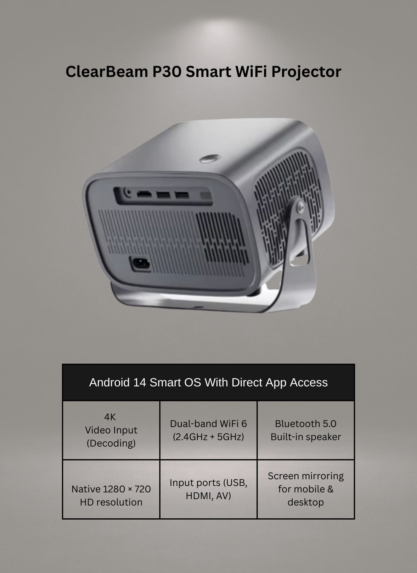 ClearBeam P30 Smart WiFi Projector